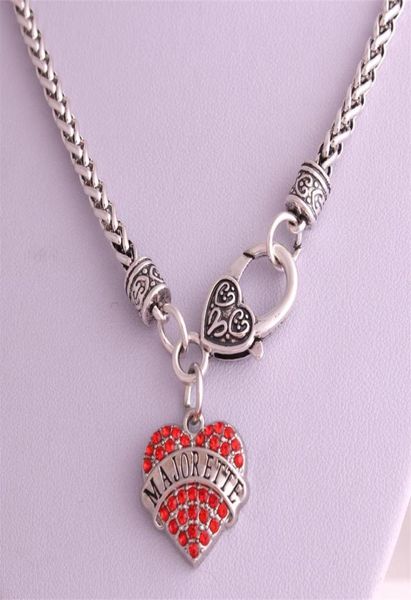 

drop new arrival rhodium plated zinc studded with sparkling crystals majorette heart pendant wheat chain necklace6954831, Silver