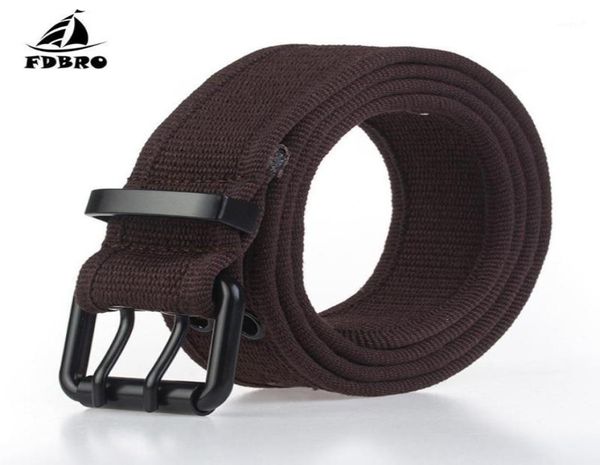

waist support fdbro tactical belt men canvas fashion casual metal double pin buckle jeans belts for women male strap black trainer7136542, Black;gray