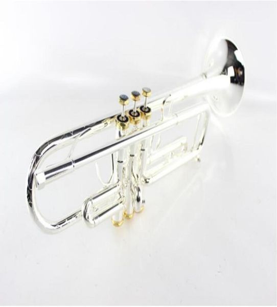 

new arrival margewate lr197gs brass body silver plated and gold color bb trumpet instruments carved trumpet with mouthpiece8117017