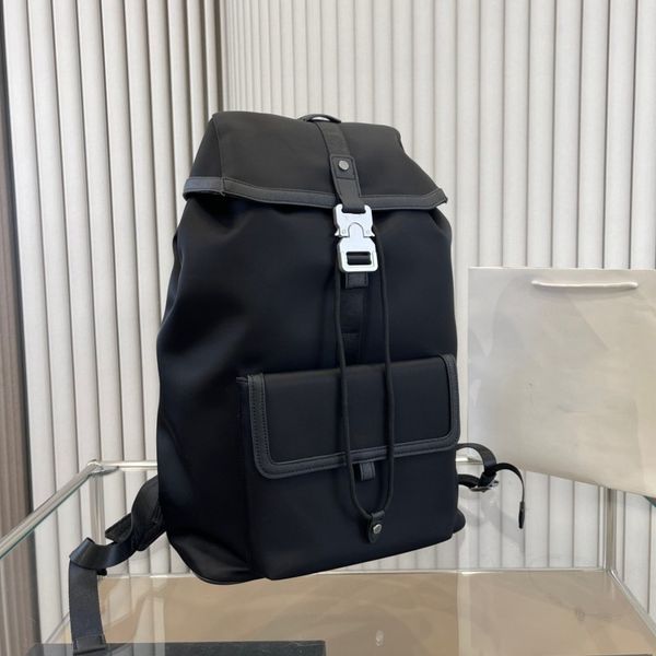 

5a brand designer backpack fashion nylon buckle drawstring backpack parachute material travel bag men's large capacity canvas leather t