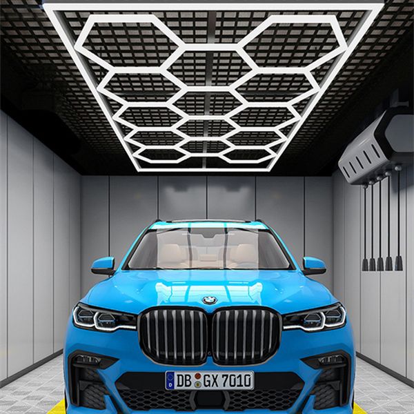 

hexagon led garage light 120lm/w 672w 6500k super bright car detailing ceiling led shop light for warehouse workshop gym basement car care w
