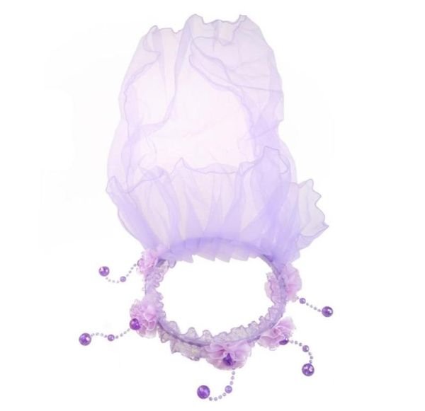 

hair accessories children girls little princess hairband one layer tulle bridal veils flowers garland wedding party wreath headban8752149, Slivery;white