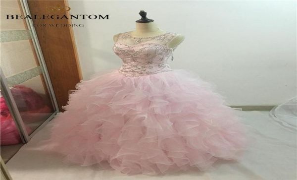 

2017 pink backless crystal ball gown quinceanera dresses with sequined beading plus size sweet 16 dresses vestido debutante g8818276, Blue;red
