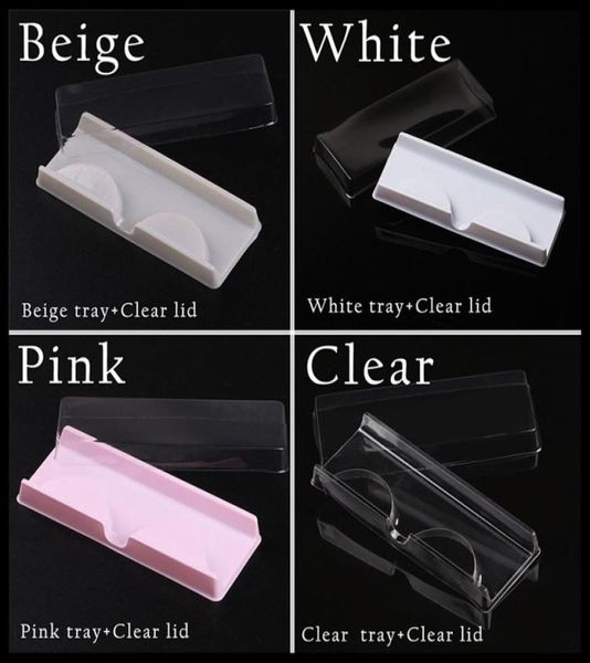 

transparent white pink plastic eyelashes packaging box fake eyelash tray storage cover single case transparent lid clear tray4241227
