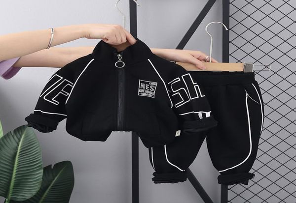 

spring autumn baby boys girls casual clothes infant kids jacket pants toddler fashion costume children letter tracksuits3576577, White