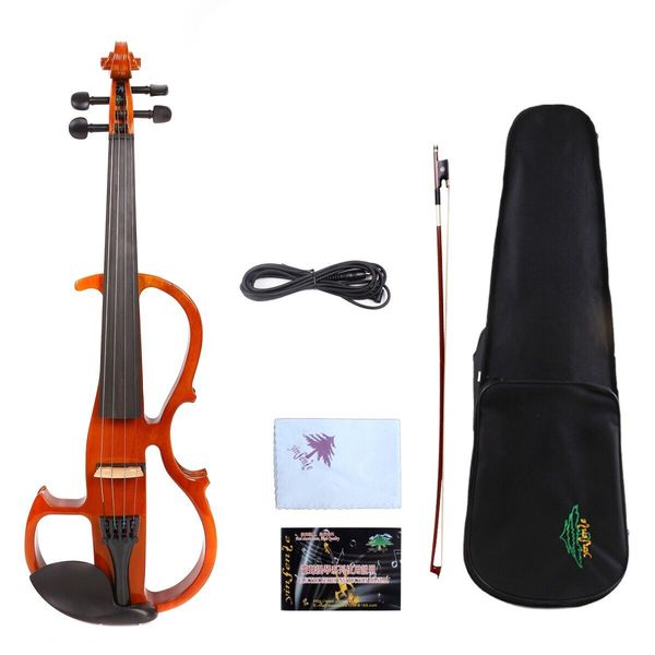 

yinfente 4/4 electric silent violin natural wood case&bow cable #ev8