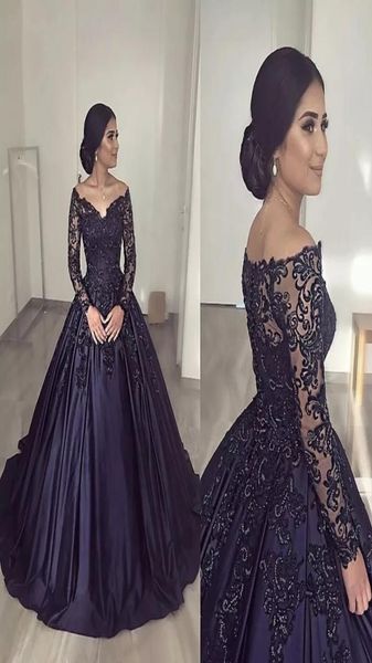 

gothic black aline satin wedding dress for bride 2022 lace full sleeve beads vneck long bridal dresses formal gowns custom made2832842, White