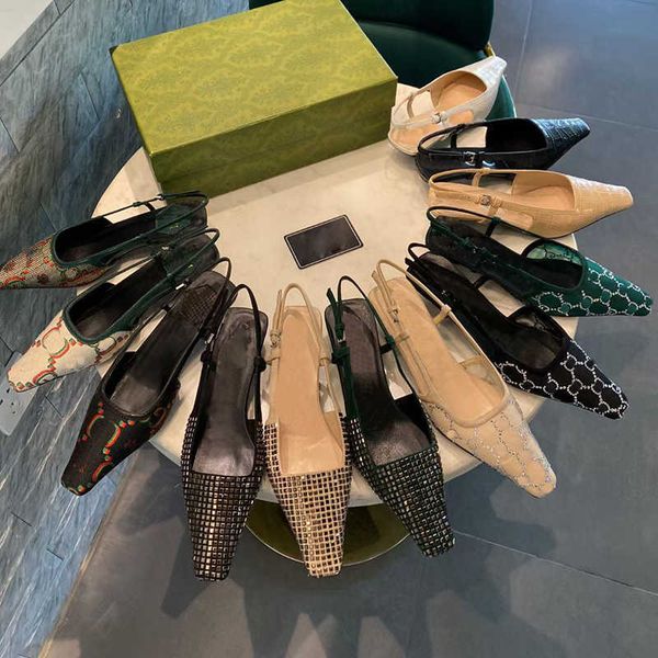 Rhinestone Dress Shoes Lace up shallow cut shoes Slingback Sandals Mid Heel Black mesh with crystals sparkling Print shoes Rubber Leather Ankle Strap Slippers