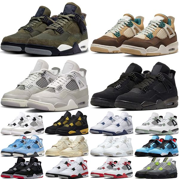 

jumpman 4s basketball shoes 4 for men women Olive Frozen Moments Cacao Wow black cat military black Thunder university blue outdoor sports sneakers trainers, Thunder 2023