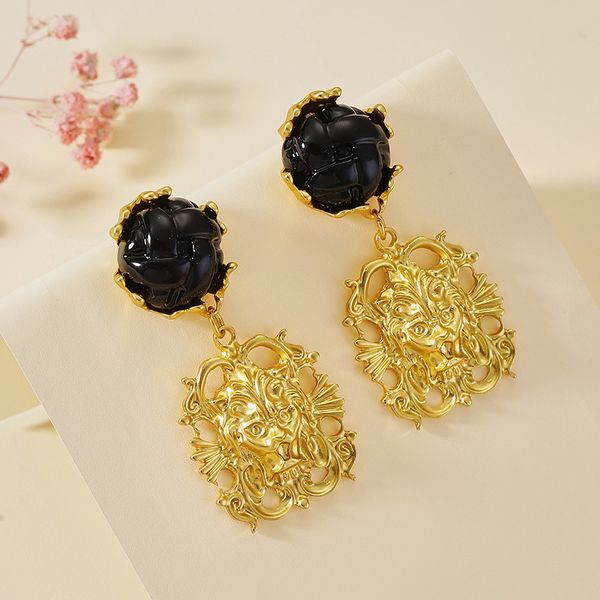 

MoonRiverJewel Designer Jewelry Fashion Vintage Gold Black Earrings High-quality