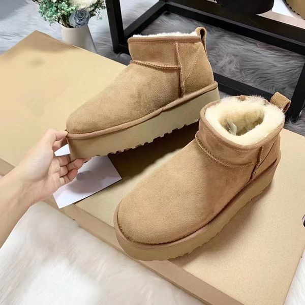 

Designer Classic Ultra Mini Boots Snow Boot Platform Short Women Men Fur Sheepskin Tasman Tazz Slippers Chestnut Sand Mustard Australia Winter Ankle booties, No.01