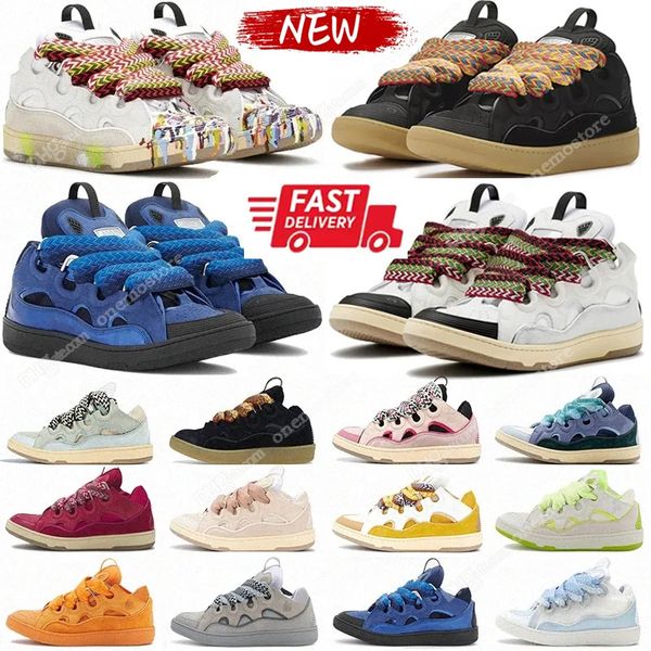 

Designer Casual Lanvinity Leather Curb Sneakers Casual Shoes Women Extraordinary Sneaker Calfskin Rubber Nappa Platformsole Mens, Deep pink