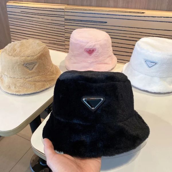 

23WF Designer Winter Knitted Beanie Woolen Hat Women Chunky Knit Thick Warm Faux Fur Pom Beanies Hats Female Bonnet Beanie Caps