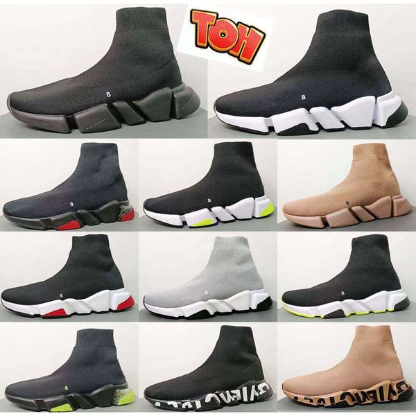 

Designers Shoes Speeds Casual Shoe Men Women Tripler Paris Socks Boots Platform Sneaker Black White Blue Light Ruby Graffiti Vintage Brand Luxury Trainers Sneakers, #8