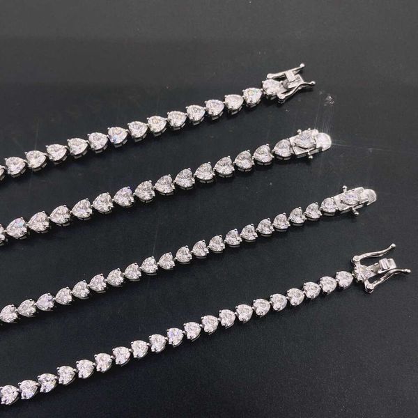 

Heart Cut Vvs Diamond Sterling Sier Bracelet Necklaces Women Moissnaite Tennis Chain Necklace