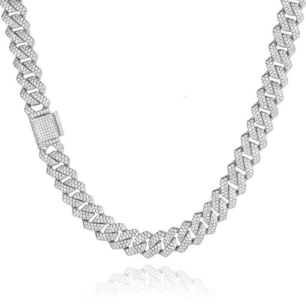 

Hiphop Fine Men's Jewelry Cuban Link Sterling Sier Tennis Chain Moissanite Diamond Necklace For Men Women