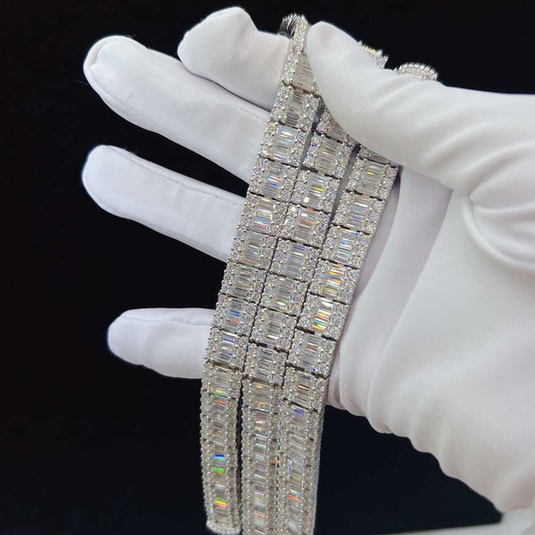 

Sterling Sier S Fine Jewelry Bracelet Bangles Iced Out Vvs Baguette Moissanite Diamond Cuban Link Chain