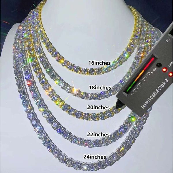 

Wholesale Price Hip Hop Fine Jewelry Necklace 3Mm 4Mm 5Mm Sterling Sier D-Vvs Diamond Moissanite Tennis Chain Necklace
