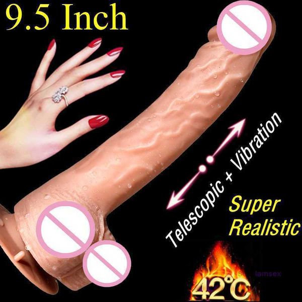 

sex massager Big Huge Dildo Vibrator Realistic Penis Automatic Telescopic Heating Skin Feeling Adult Sex Toys For Woman Female Masturbation Y191024CCSL