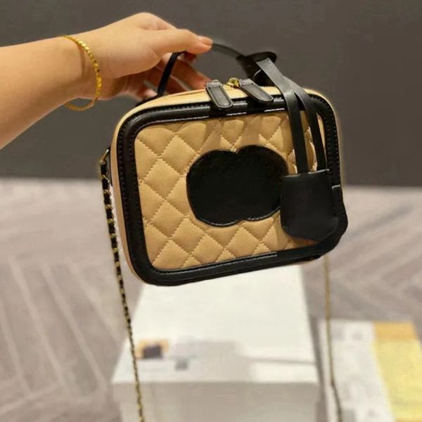 

Designer makeup bag women's caviar bag new chain messenger bag casual original luggage bag tote, Khaki