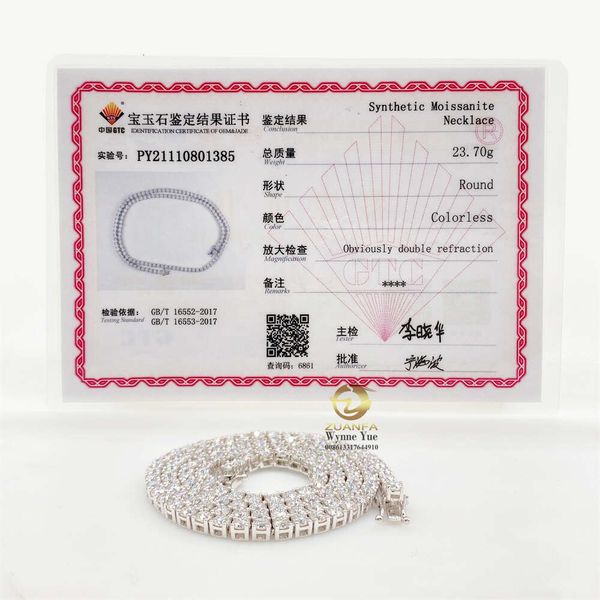 

High-End Custom Iced Out Moissanite Diamond 10K Real Solid Gold Tennis Necklace Chain