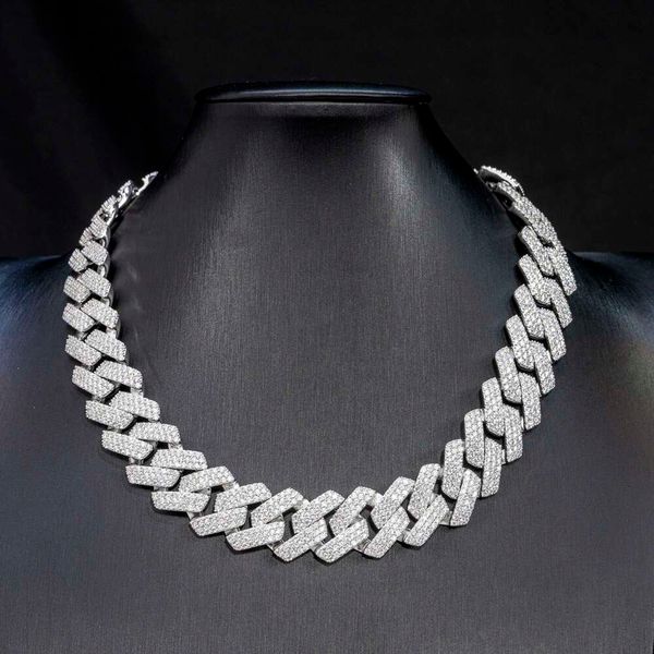

Qianjian Mens Hip Hop Iced Out Diamond Necklace Moissanite Cuban Link Chain