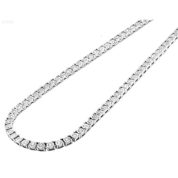 

New Trendy Design Diamond Chain Choker 10k White Gold Illusion Tennis Necklace for Birthday Gifting Use for Worldwide Export