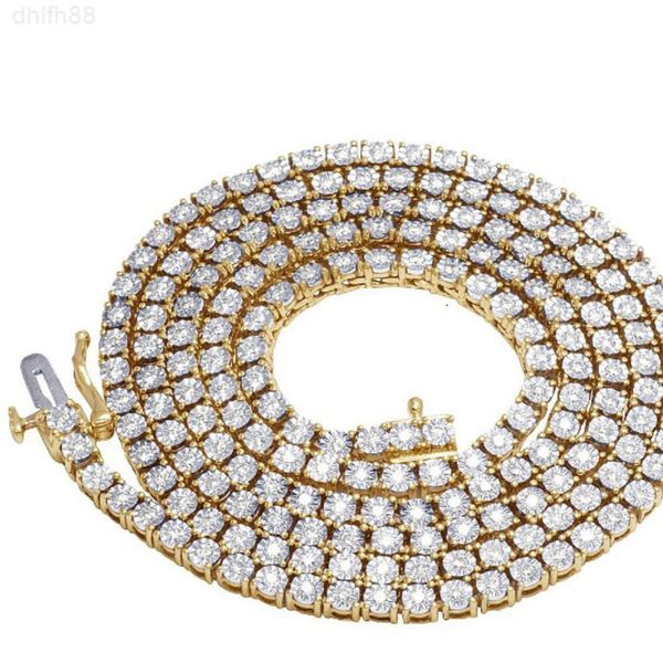 

Exclusive Stunning Real Natural Round Diamond Studded Tennis Chain Necklace in 14kt Yellow Gold