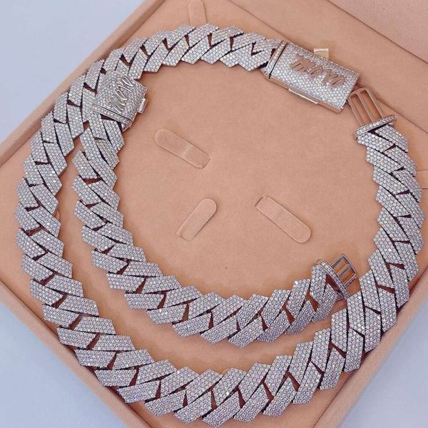 

20Mm Miami Cuban Necklace Lab Diamonds Moissanite Flawless Vvs Moissanite White Gold Cuban Link Chain