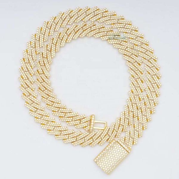 

Ready To Ship 10Mm Pass Diamond Tester In Stock Iced Out Two Row Stone Vvs Moissanite Cuban Chain Necklace