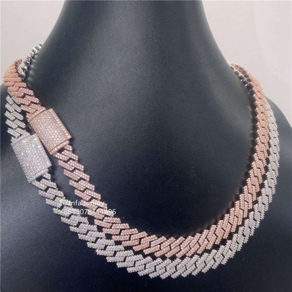 

Jewelry Pass Diamond Tester In Stock Iced Out Two Row Stone 10Mm Vvs Moissanite Cuban Chain Necklace