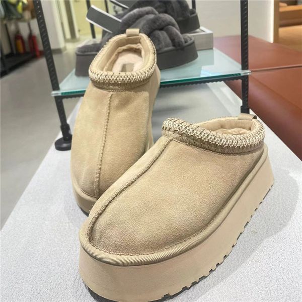 

Designer Boots womens tasman slippers Tazz Suede Shearling platform Slipper Classic ultra mini snow boot chestnut fur slides comfort winter wool ankle booties, 02 chestnut