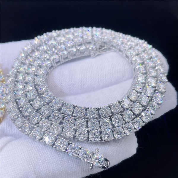 

Ready to Ship Hip Hop Jewelry S925 Gold Plated Diamond Chain Vvs Moissanite Iced Out Tennis Chain Diamond Necklace