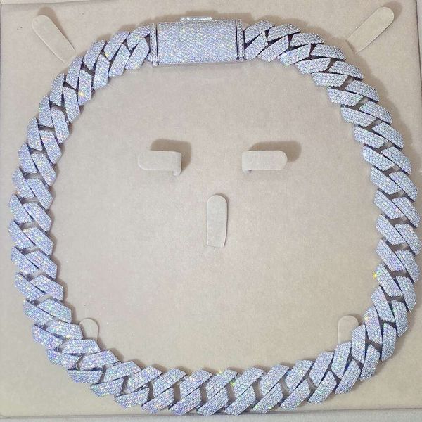 

Custom Jewelry Hip Hop Iced Out Mens Miami Diamonds Necklace Sterling Sier 4 Rows 20Mm Cuban Link Chain