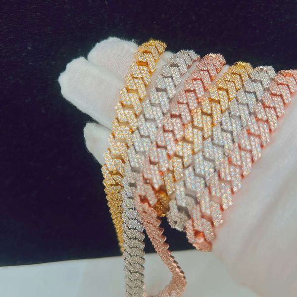 

10Mm Necklaces For Women Sterling Sier Vvs Moissanite Diamond Cuban Chain Hip Hop Necklace