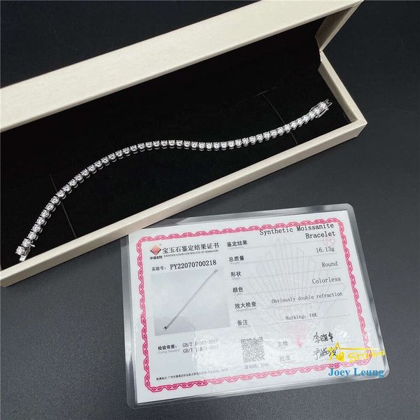 

Pass Diamond Tester 4mm Vvs Moissanite Lab Diamond Hip Hop Jewelry Bling Iced Out None Tarnish 18k Solid Gold Tennis Bracelets