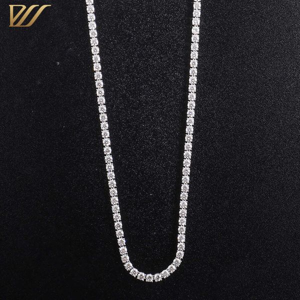 

2023 Fashion Jewelry 22inches Def 3mm Round Moissanite Tennis Necklace Chain in Silver/10k/14k Prong Settings