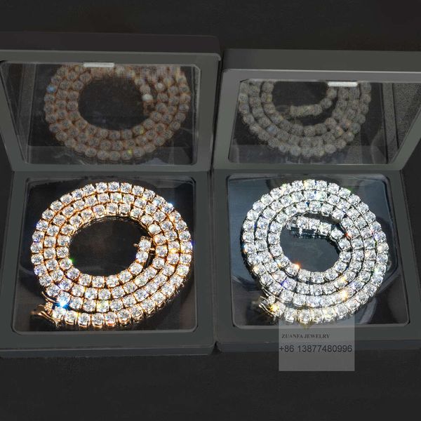 

Hot Selling 2mm 3mm 4mm 5mm 6.5mm Bracelet Necklace Vvs Moissanite Diamond Jewelry 925 Silver Tennis Chain