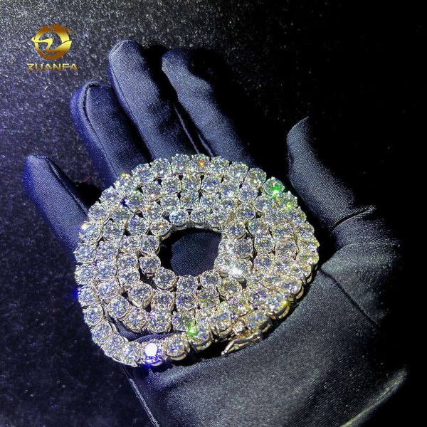 

Moissanite Hip Hop Jewelry 6.5mm Tennis Chain 925 Silver and 10k Solid Gold Vvs Diamond Tennis Necklace