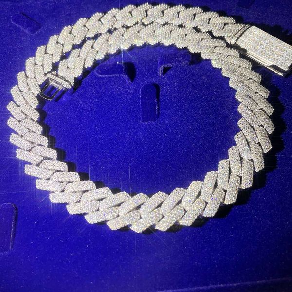 

15Mm 3Row Moissanite Diamond With S Iced Out Cuban Chain Necklace Cuban Link Chain