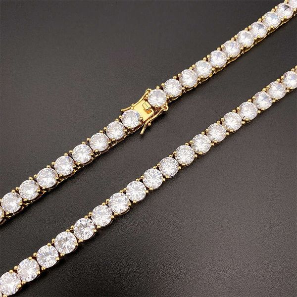 

Luxury Hot Sale Hip Hop 925 Sterling Silver 7.5mm Custom Moissanite Rose Gold Necklace Tennis Chain