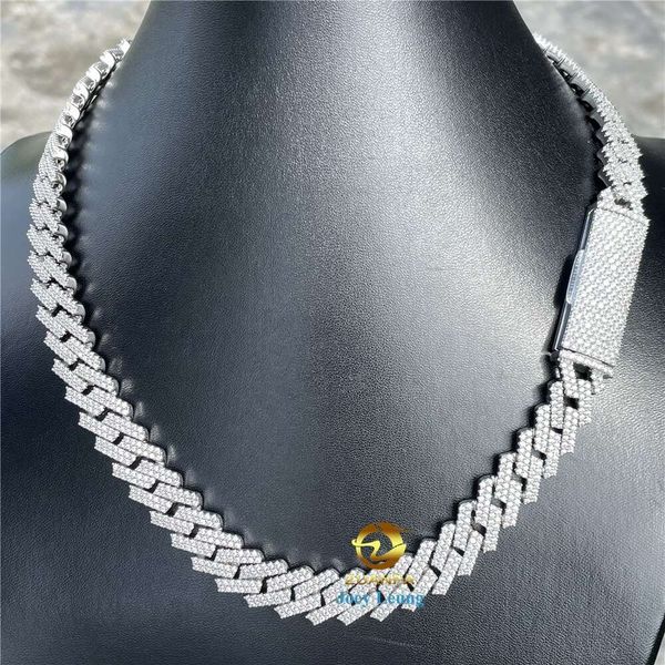 

Pass Diamond Tester 13Mm Sier Vvs Moissanite Diamond Iced Out Miami Cuban Link Chain Necklace Custom Hip Hop Jewelry