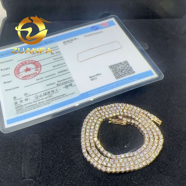 

Custom Pass Diamond Test Iced Out 14k White Gold 2mm Moiassanite Diamond Tennis Chain Necklace