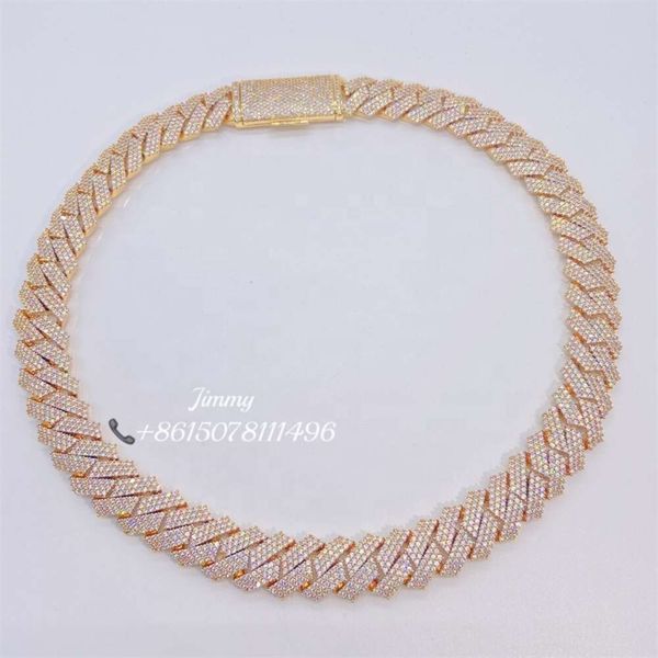 

Zuanfa Jewelry Customized 18Mm Width Heavy Iced Out Jewelry Loose Moissanite Diamonds Cuban Link