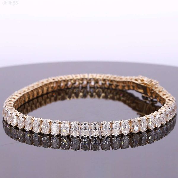 

Starsgem Ready to Ship 14k Yellow White Rose Gold d Round Oval Princess Cut Moissanite Tennis Diamond White Solid Gold Bracelet