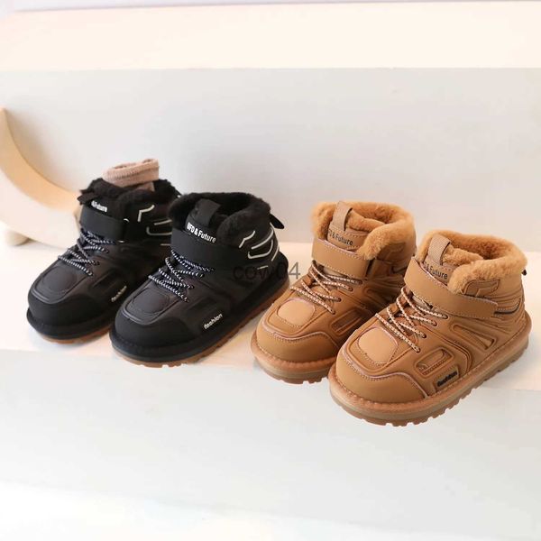 

Boots Children's Snow Boots Low Bond Casual Boys' Shoes Fashionable Sports Girls' Plush and Thick Insulation Boots 4-15 Years Old X1007, Camel