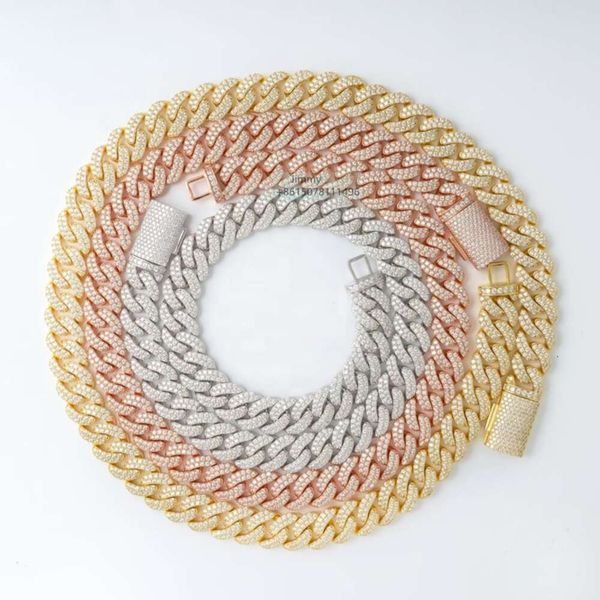 

Custom Iced Out Buss Down Two Row Fully Iced Out 13Mm Vvs1 Moissanite Diamond Miami Cuban Link Chain