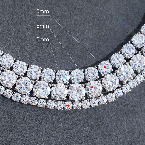 

925 Sterling Silver Ice Out Diamond 3mm 5mm 6mm Moissanite Tennis Chain for Men