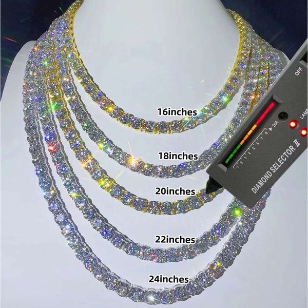 

Wholesale Price Hip Hop Fine Jewelry Necklace 3mm 4mm 5mm 925 Sterling Silver D-vvs Diamond Moissanite Tennis Chain Necklace