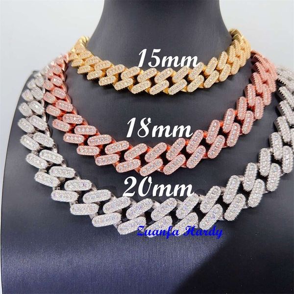 

Zuanfa Pass Diamond Tester Vvs Moissanite Diamond Necklace 12Mm 13Mm 15Mm 18Mm 20Mm Width Hip Hop Bling Cuban Link Chain